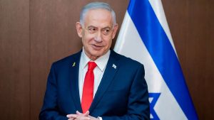 Netanyahu and the Israeli flag