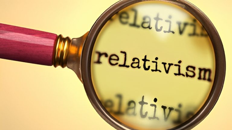 Magnifying glass focusing on the word "Relativism," illustrating the concept of cultural relativism and the paradox of tolerance