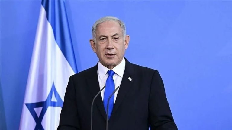 Israeli Prime Minister Benjamin Netanyahu speaking at a press conference.