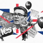 Political collage featuring Andy Burnham, Scottish Yes campaign signs, and Welsh independence banners.
