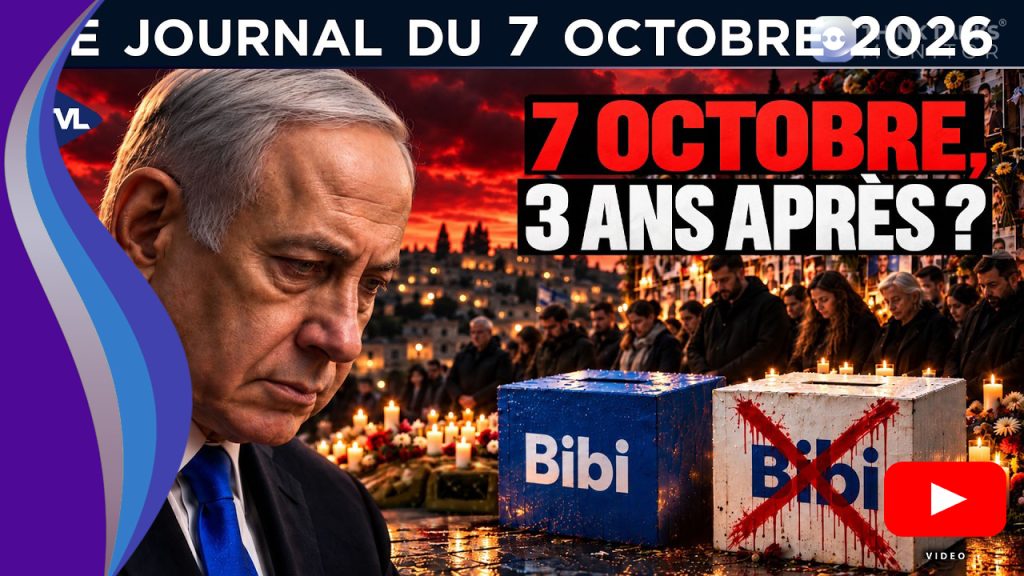 Benjamin Netanyahu looking down somberly beside two ballot boxes marked Bibi and a crowd at a candlelight vigil.