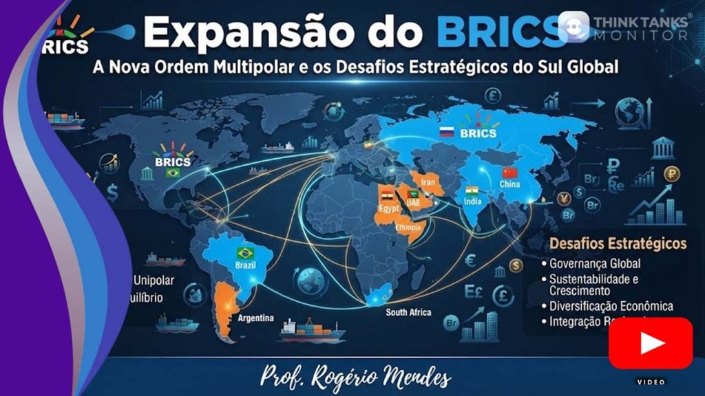 Global map infographic illustrating the expansion of the BRICS+ alliance and strategic corridors across the Global South